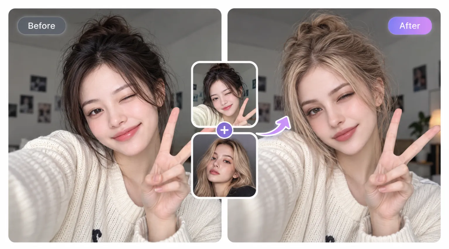 Celebrity face swap example for creating creative profile pictures