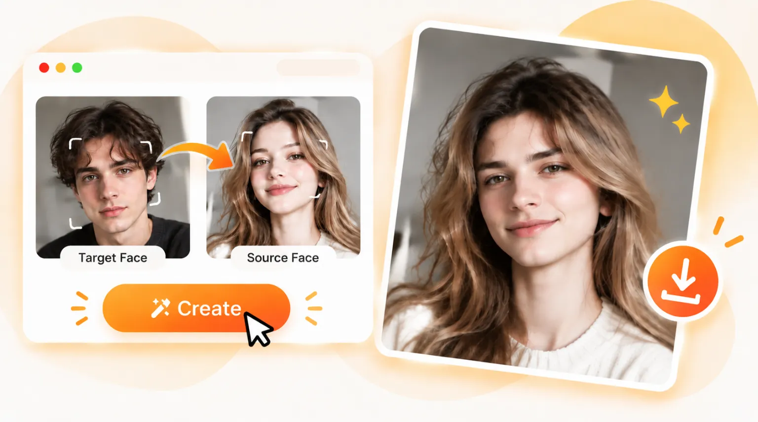 Downloading a finished AI photo face swap with no watermark